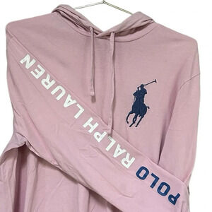 Polo | Lightweight Sweatshirt Hoodie in Pink with Big Pony logo, Size Large